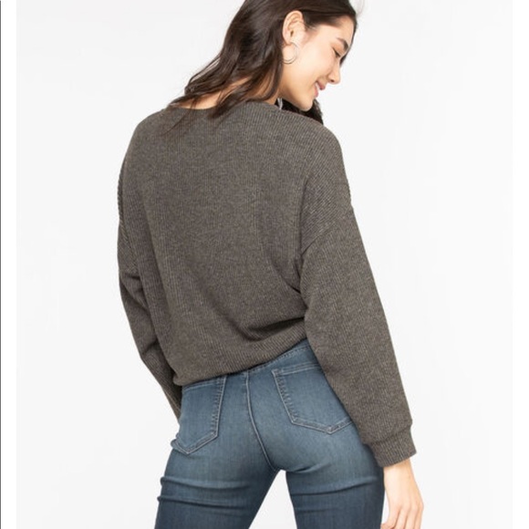 Ribbed Dolman Sleeve Loungewear Set Charcoal - Picture 6 of 13